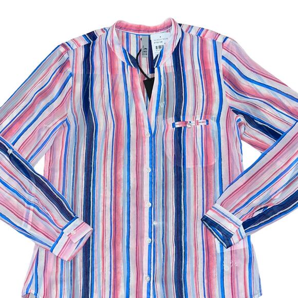 NWT KUT from the Kloth Kut Pink, Blue & White Stripe "Jasmine" Blouse - SIZE S - Picture 5 of 9